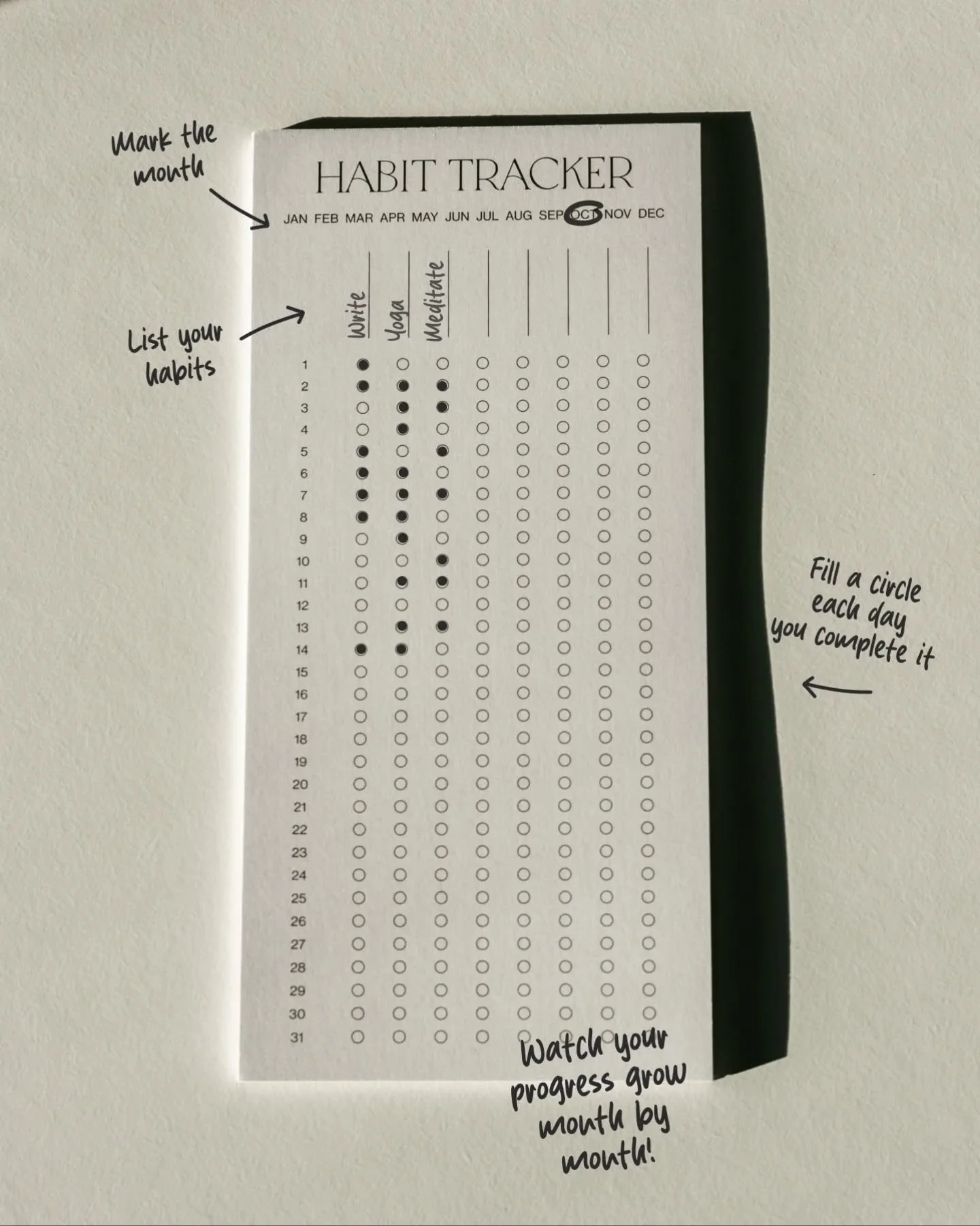✔️&nbsp;A small habit. A big change 🌾&nbsp;The Habit Tracker from our Minimal Collection helps you build consistency with simplicity &mdash; one circle, one day at a time.

__

#habittracker #stationerylove #aestheticplanner #mindfulproductivity #sl