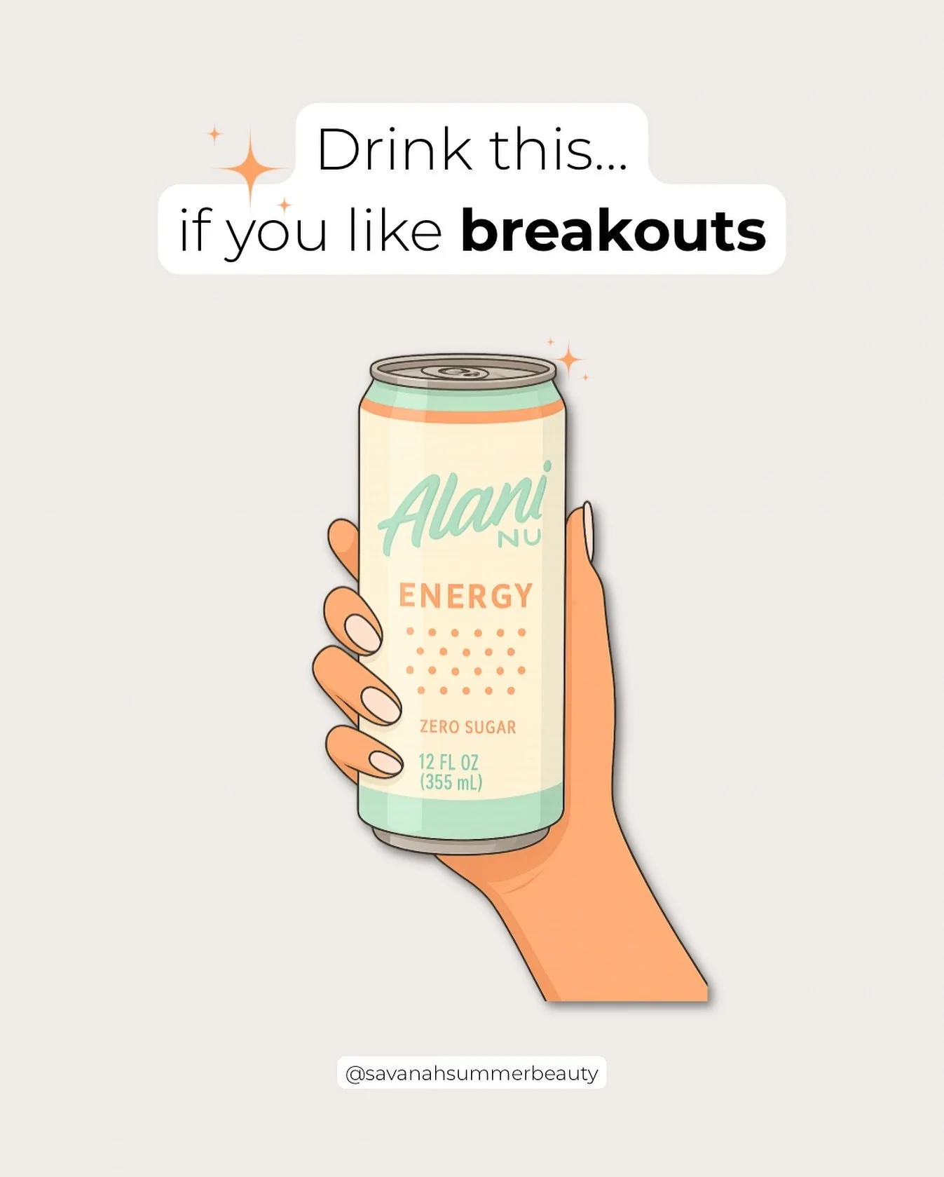 🚫Why Energy Drinks + Acne Don&rsquo;t Mix🚫

I know they taste good and give you that quick boost, but if you&rsquo;re acne-prone, energy drinks are not doing your skin any favors!

⚡ Stress hormone spike &ndash; Energy drinks raise your cortisol (a