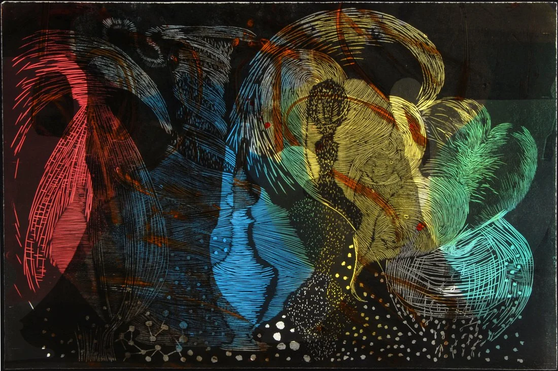 Nocturnal Still-Life, color woodcut, 24" x 36", ed. 1/1