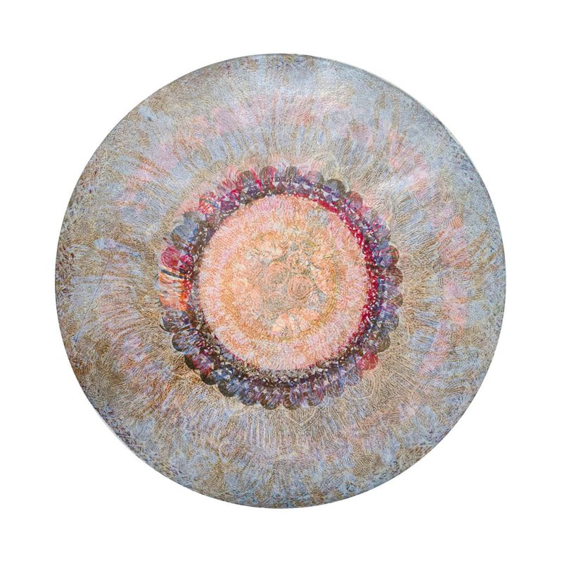 Oculus Taj, 
monotype, screenprint, woodcut, 
22" diameter