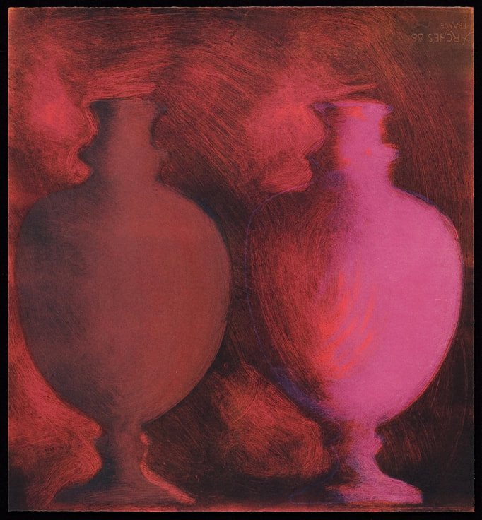 Magenta Vases, monotype, 24" x 24"