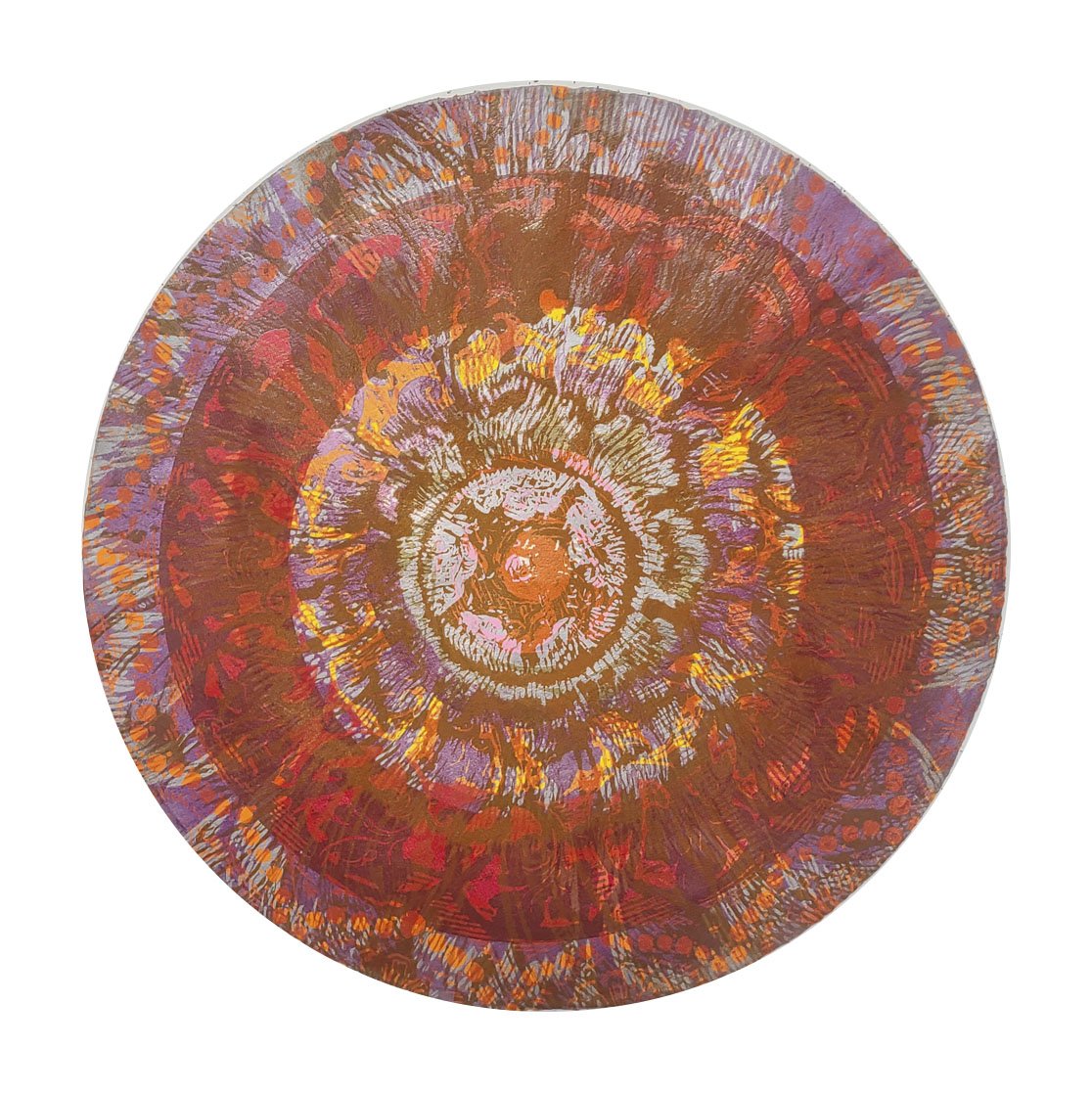 Oculus Red, 
monotype, screenprint, woodcut, 
22" diameter