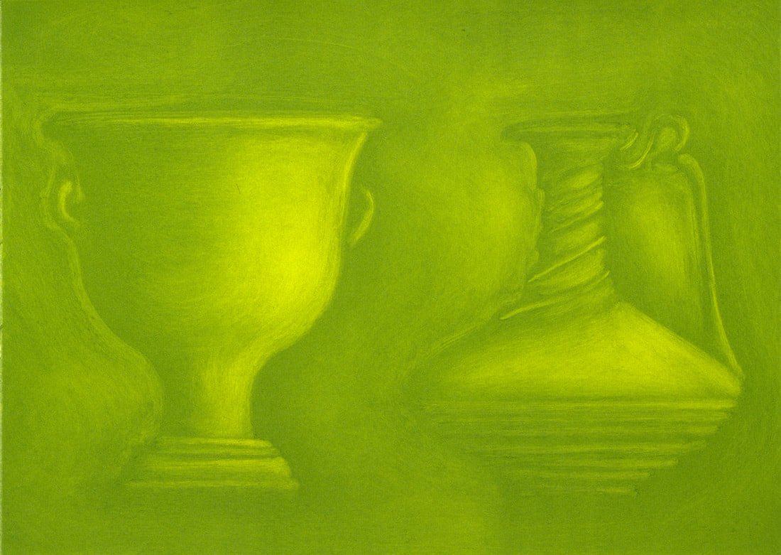 Two Green Decanters, monotype, 30" x 42"