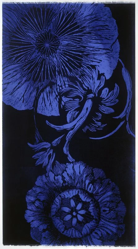 Blue Flower, color woodcut, 48" x 24", 
ed. 2
