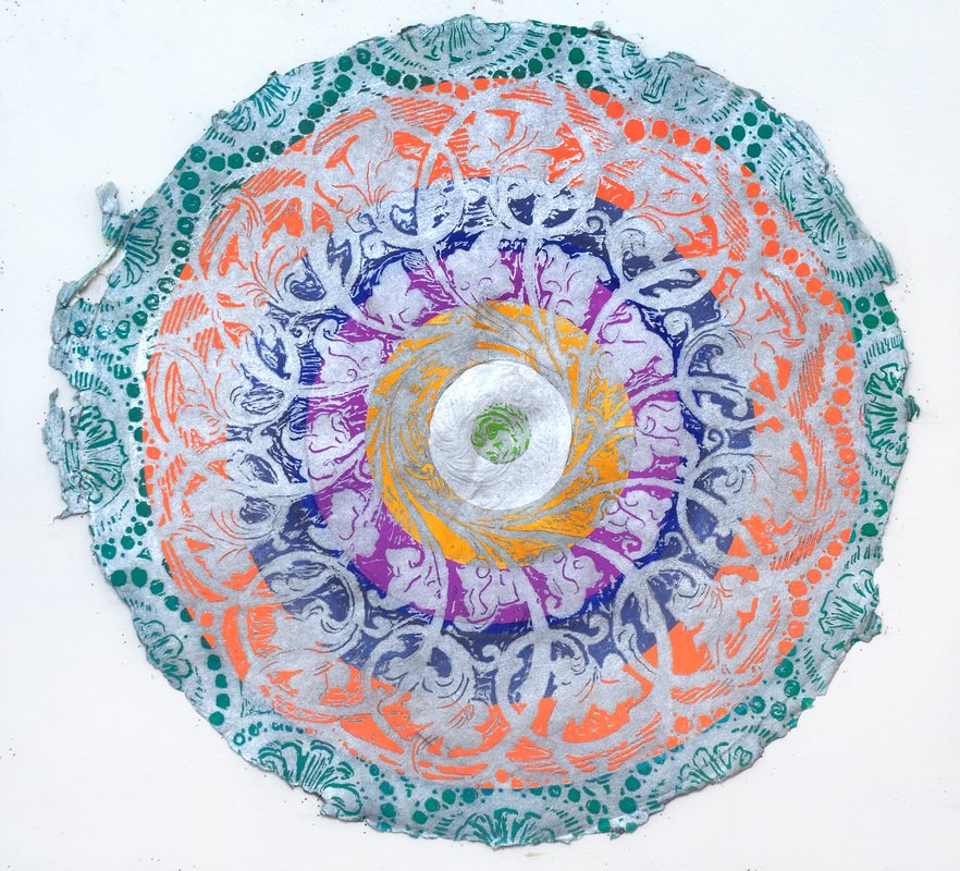 Oculus VIII, 
monotype, screenprint, woodcut, 
22" diameter