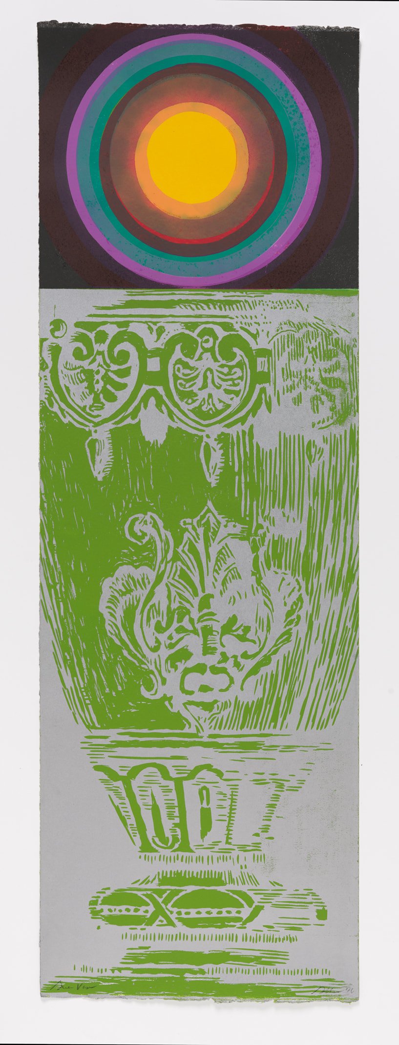 Green Vase Target,
monotype w/screenprint 48" x 24"