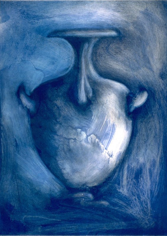 Blue Amphora, monotype, 40" x 30"