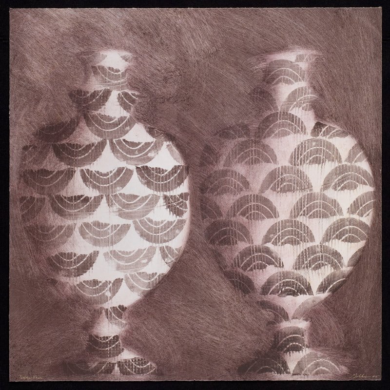Pattern Vases Brown, monotype, 24" x 24"