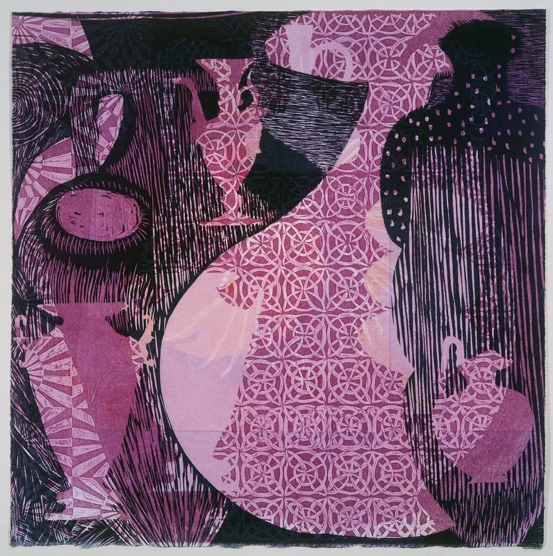 Purple Vases, color woodcut, 20" x 20", 
ed. 1/1