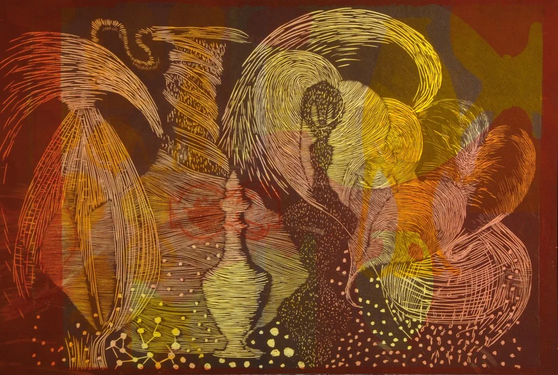 Orange Still-Life, color woodcut, 24" x 36", ed. 1/1