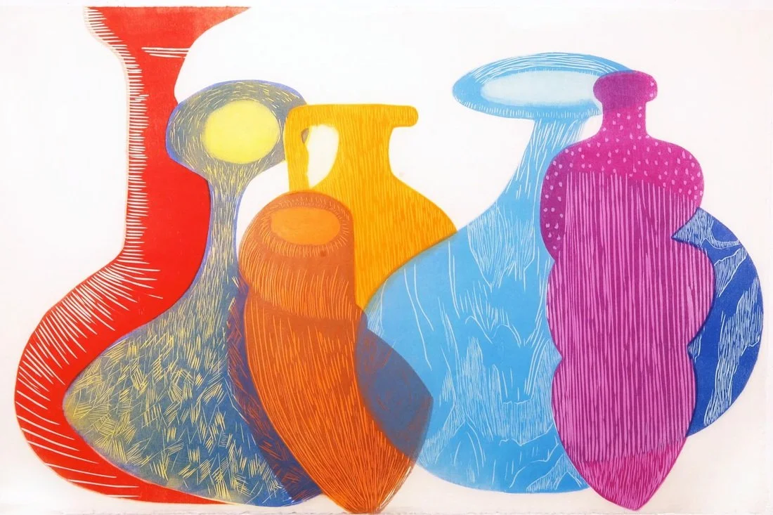 Lolli -Pop Vases, color woodcut on kozo, 
24" x 36", ed. 5