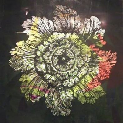 Black Blossom, 
monotype w/ woodcut, 30" x 30"