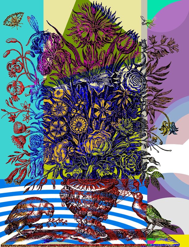 "Flower Arrangement II", 
pigment print w/ screenprint 
55" x 44"