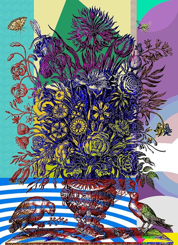 "Flower Arrangement III", 
pigment print w/ screenprint 
55" x 44"