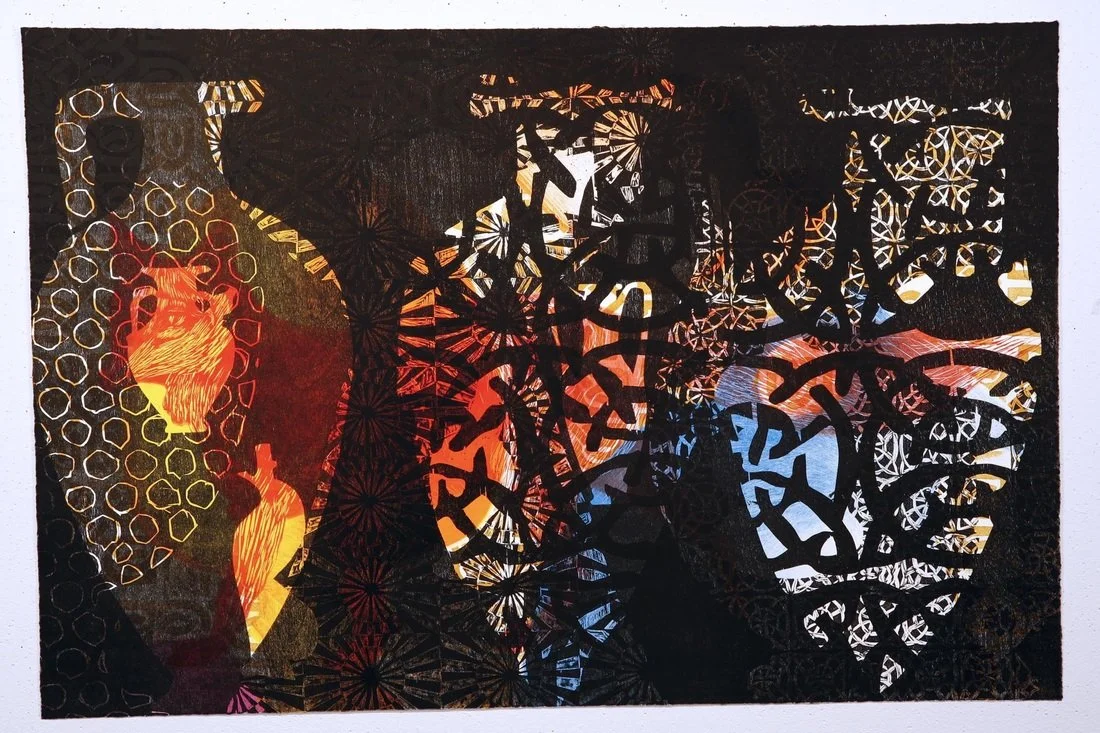 Amphora Confessional II, color woodcut, 
20" x 30", ed. 1/1