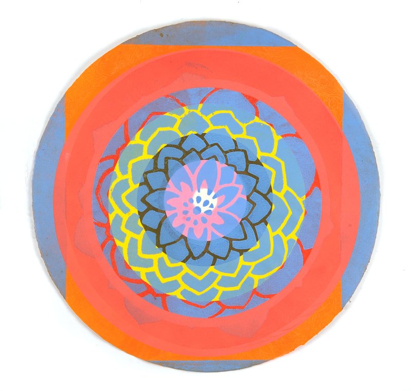 Dutch Oculus I, 
monotype, screenprint, woodcut, 
22" diameter