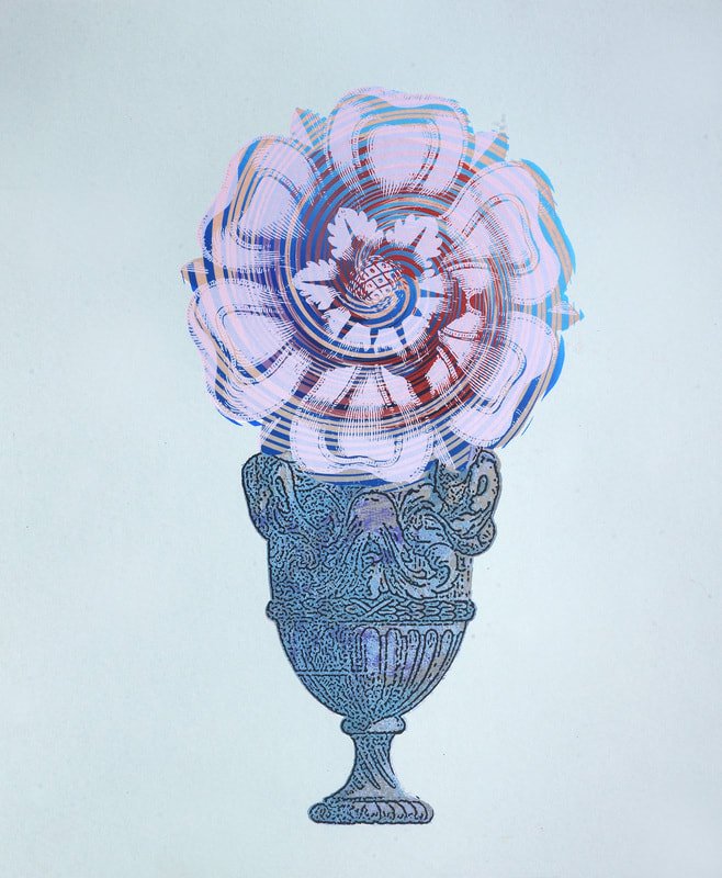 Grey Blossom,  screenprint, 15.75" x 13"