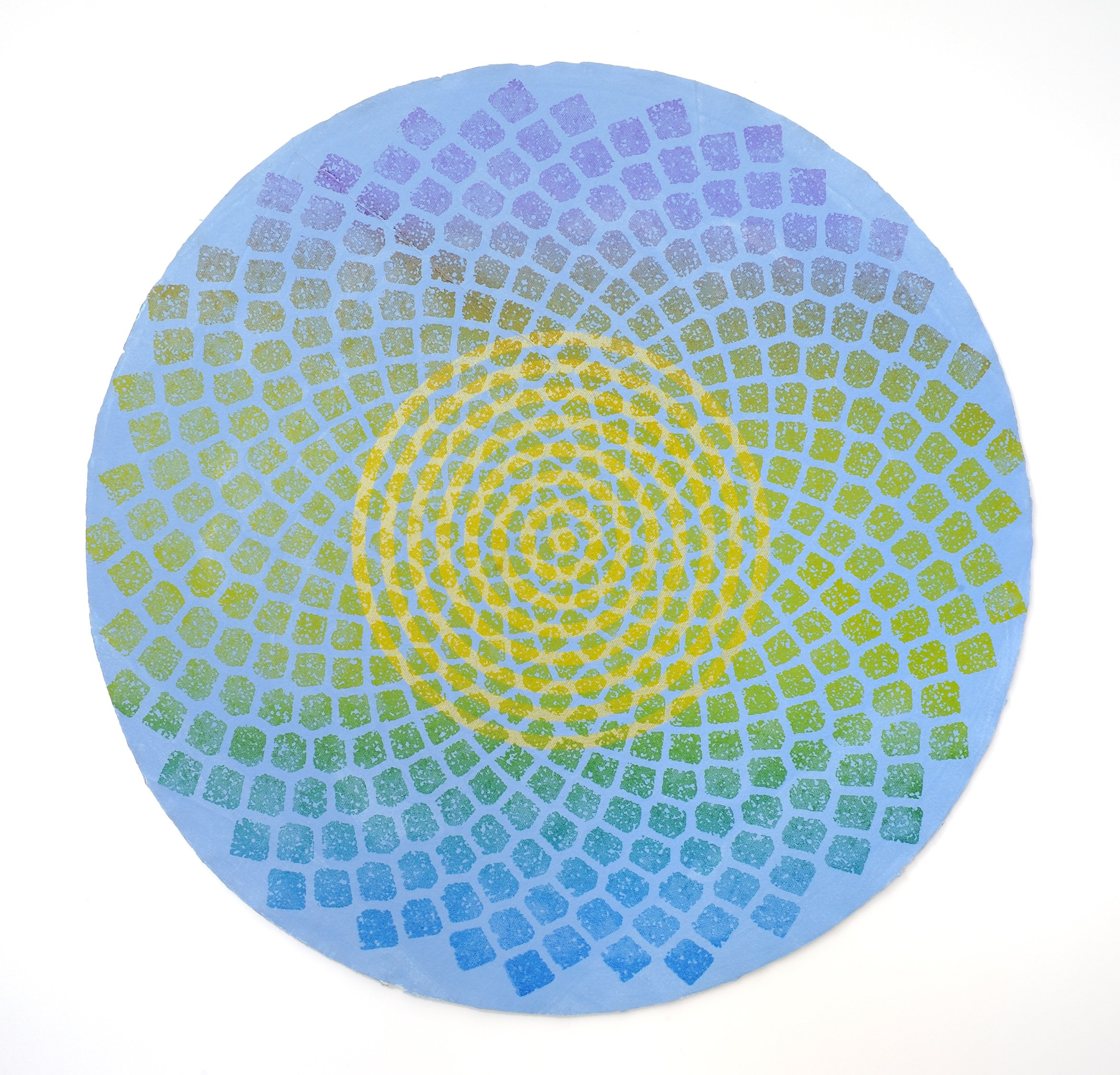 Spectrum Oculus, 
monotype, screenprint, woodcut, 
22" diameter