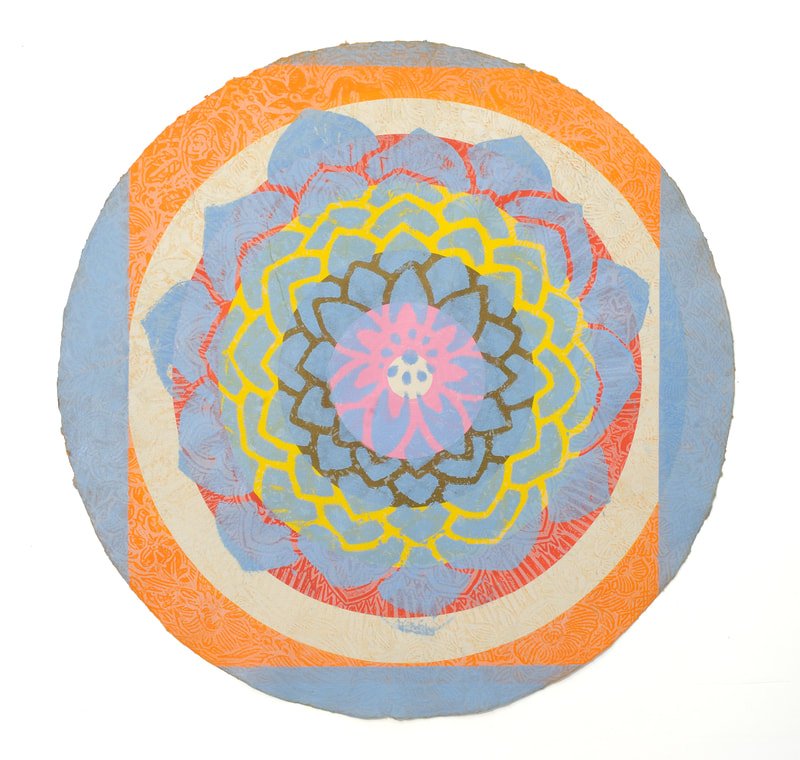 Dutch Oculus II, 
monotype, screenprint, woodcut, 
22" diameter