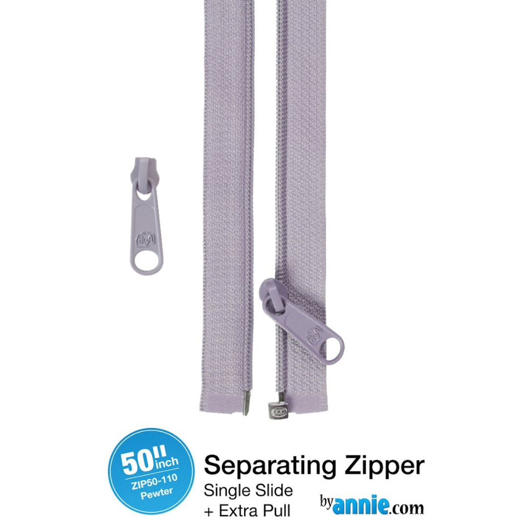 By Annie Separating Zipper 50in - Pewter