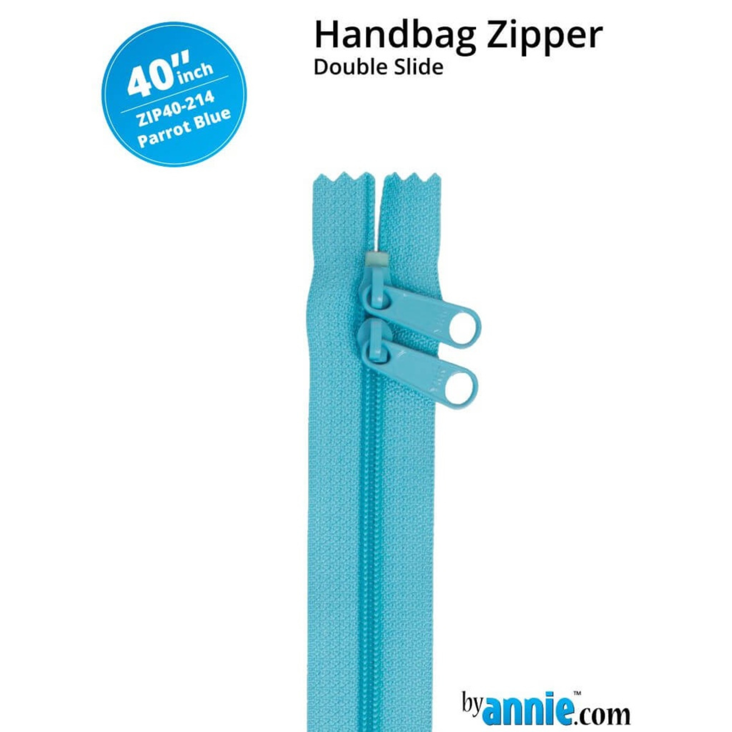 Double Slide Bag Zipper 40in - Parrot Blue