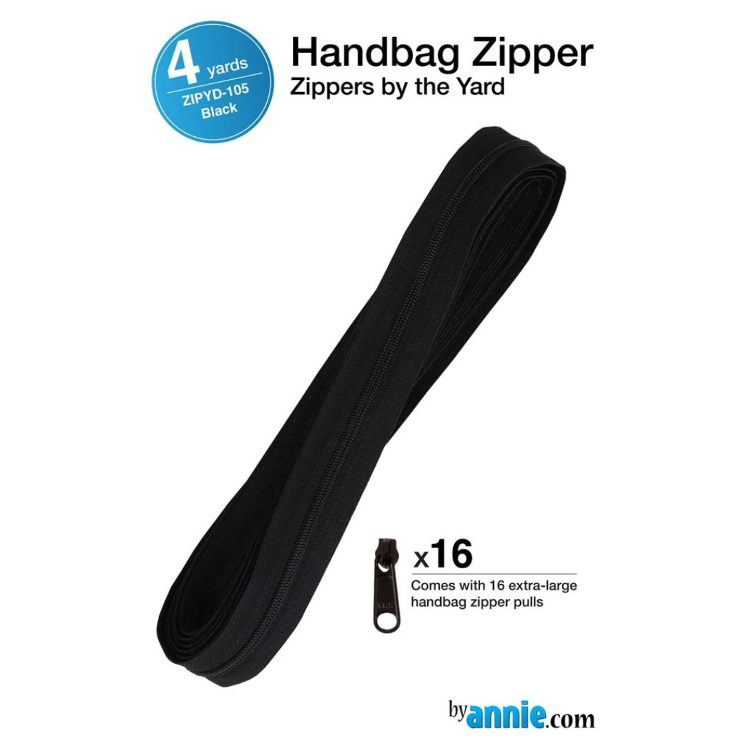By Annie: Zippers by the Yard – Black