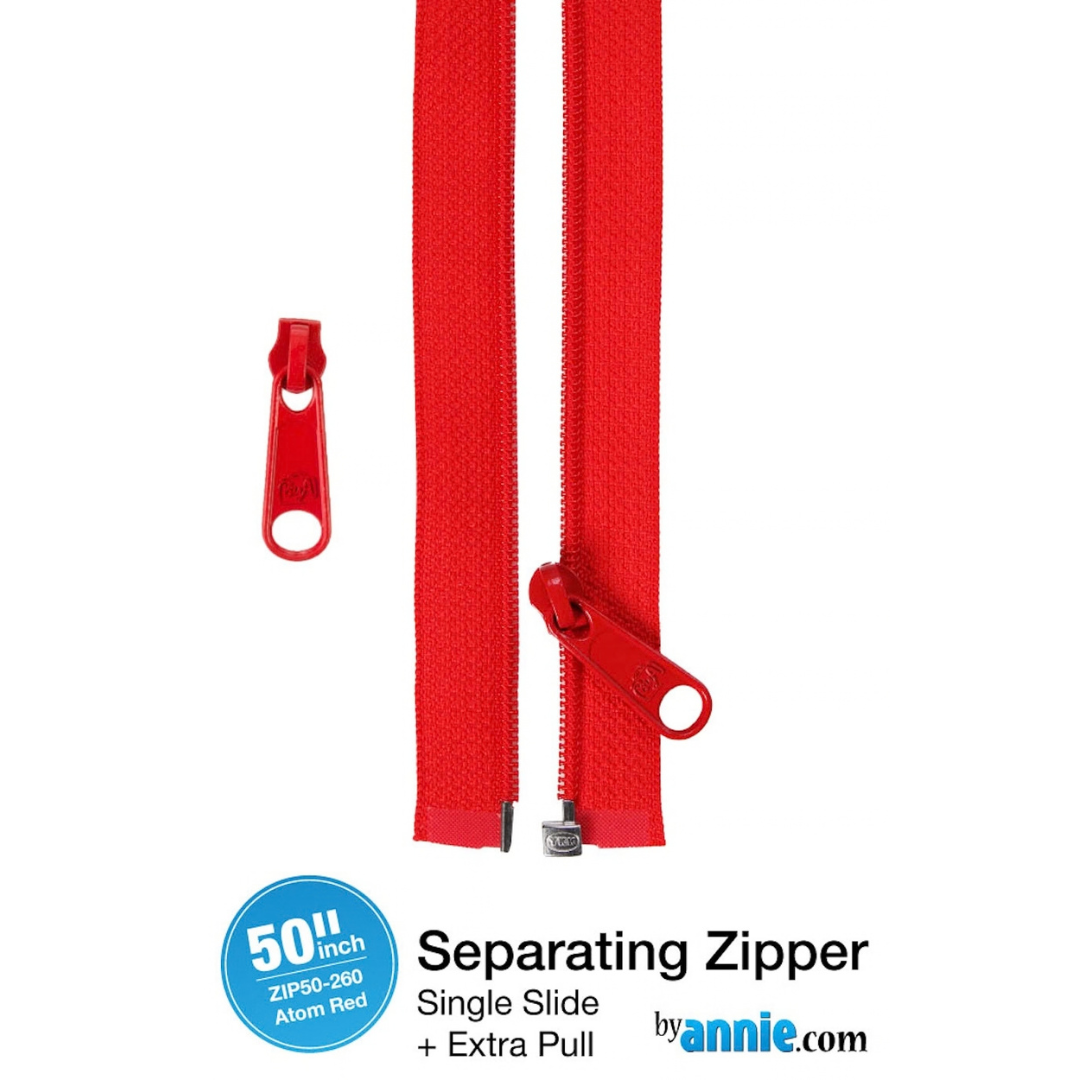 By Annie Separating Zipper 50in - Atom Red