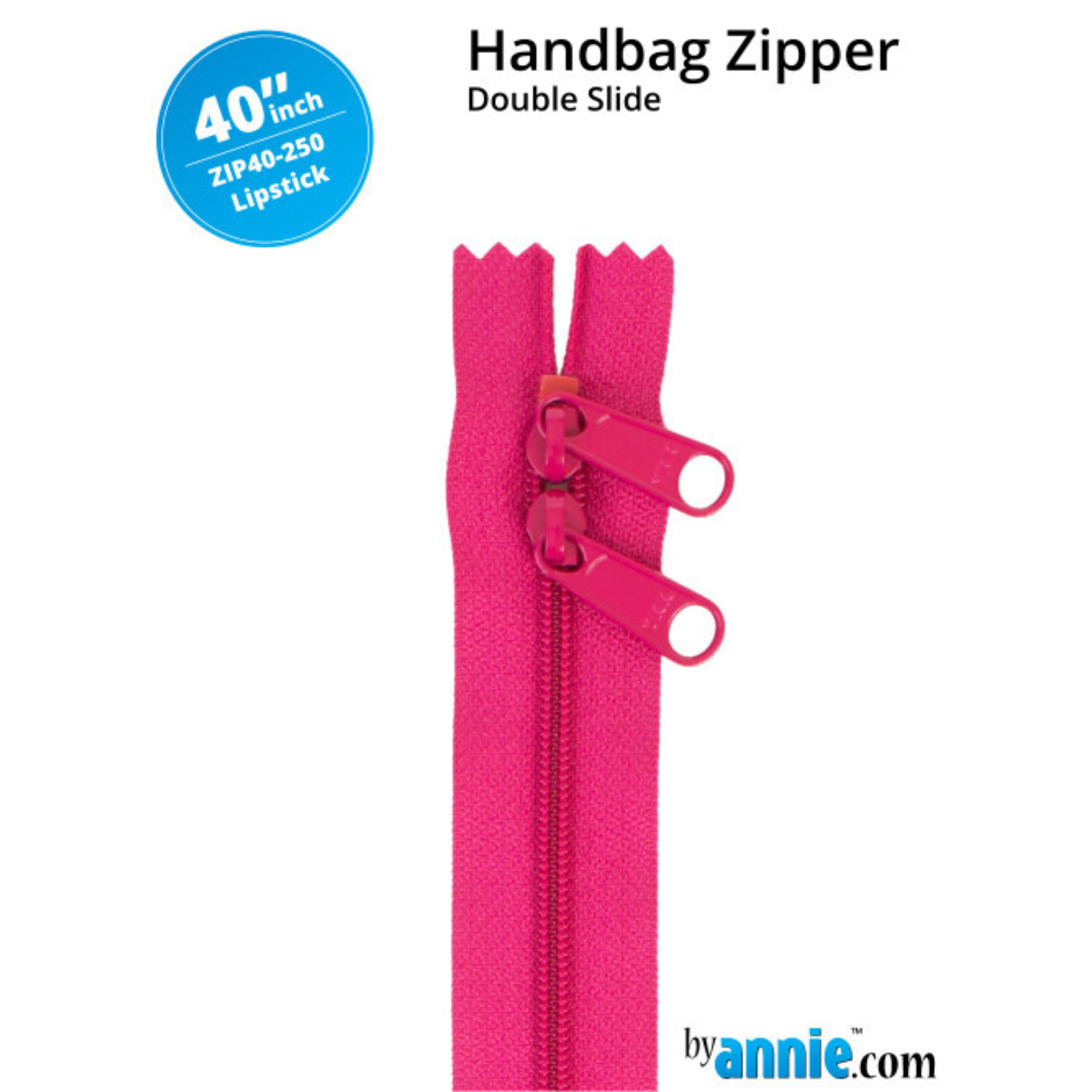 Double Slide Bag Zipper 40in - Lipstick