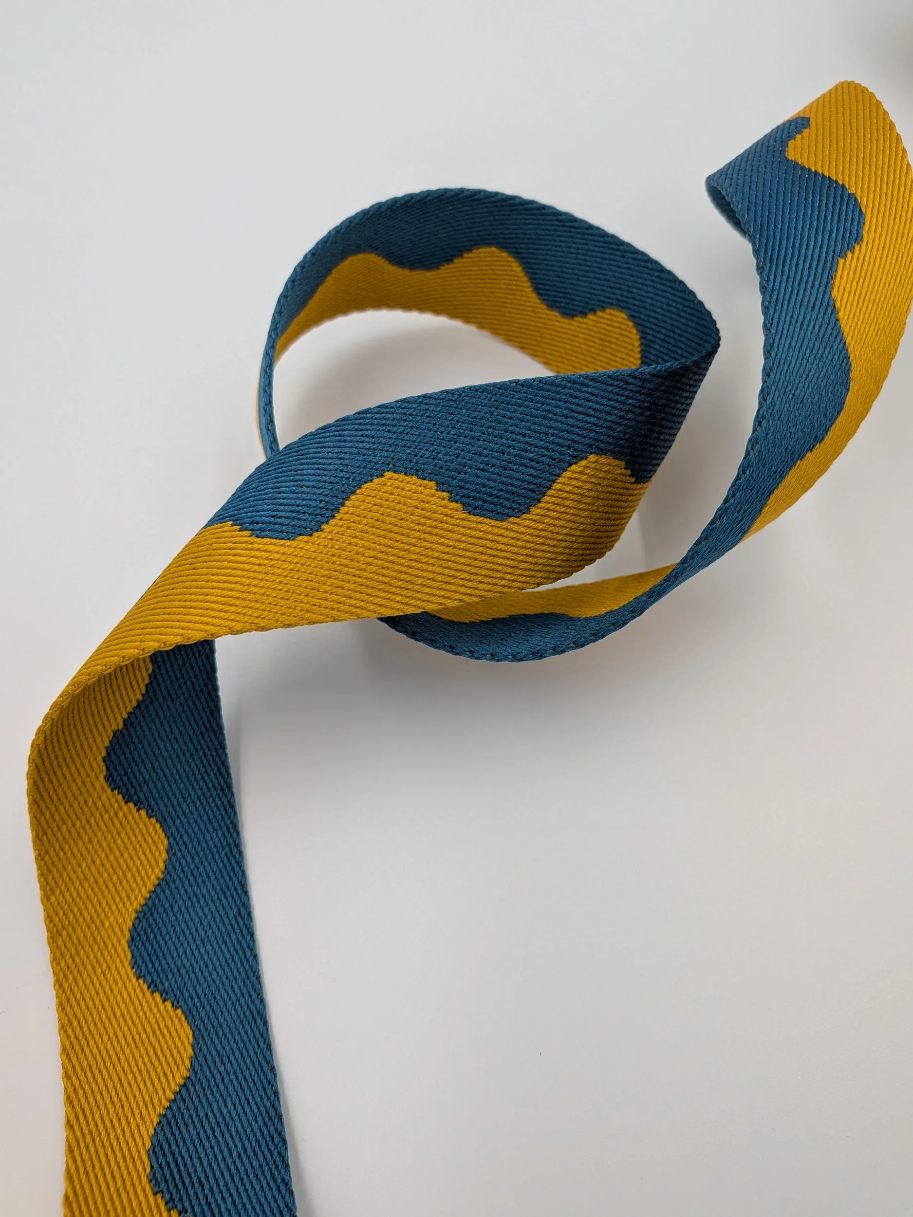 38mm blue and gold wave webbing