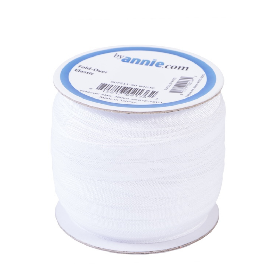 Fold-over elastic - White 20mm - 'by the metre'