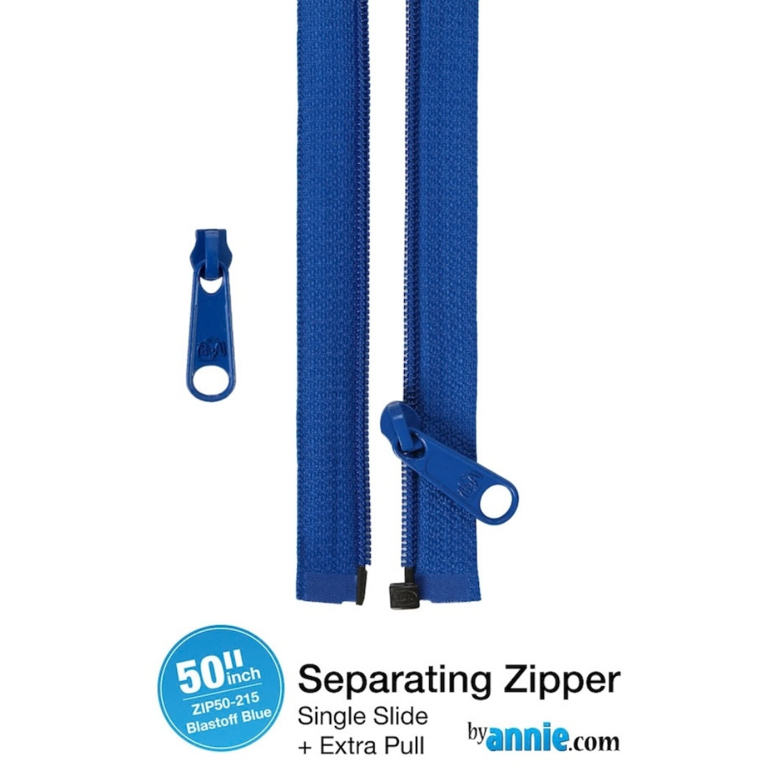 By Annie Separating Zipper 50in - Blastoff Blue