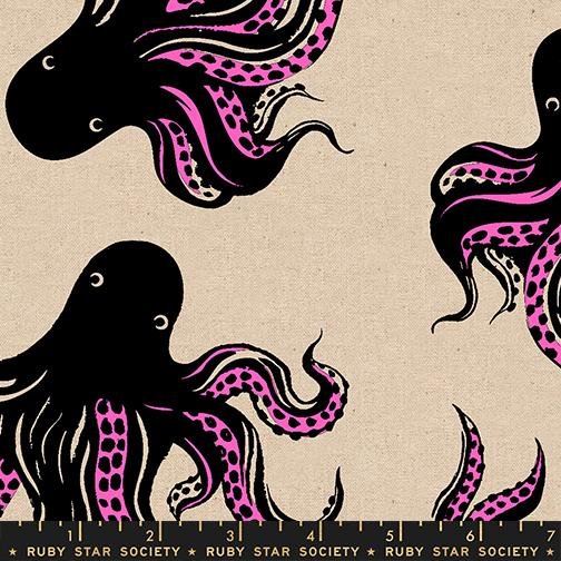 PRE-ORDER: Ruby Star Society: Ink Shop canvas – Mystery Food Neon Pink (Cotton Linen Canvas)  (shipping Nov 2026)