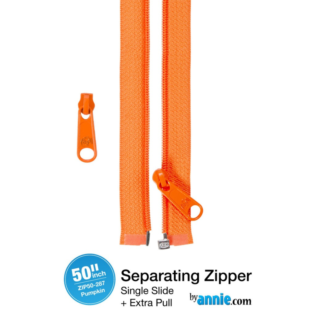 By Annie Separating Zipper 50in - Pumpkin