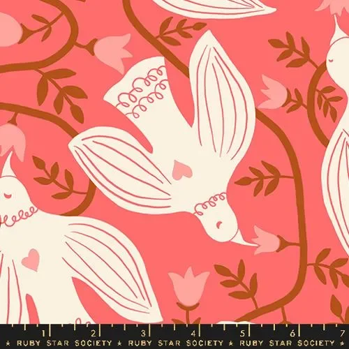 Ruby Star Society Endpaper Canvas – Strawberry (Cotton Linen Canvas)