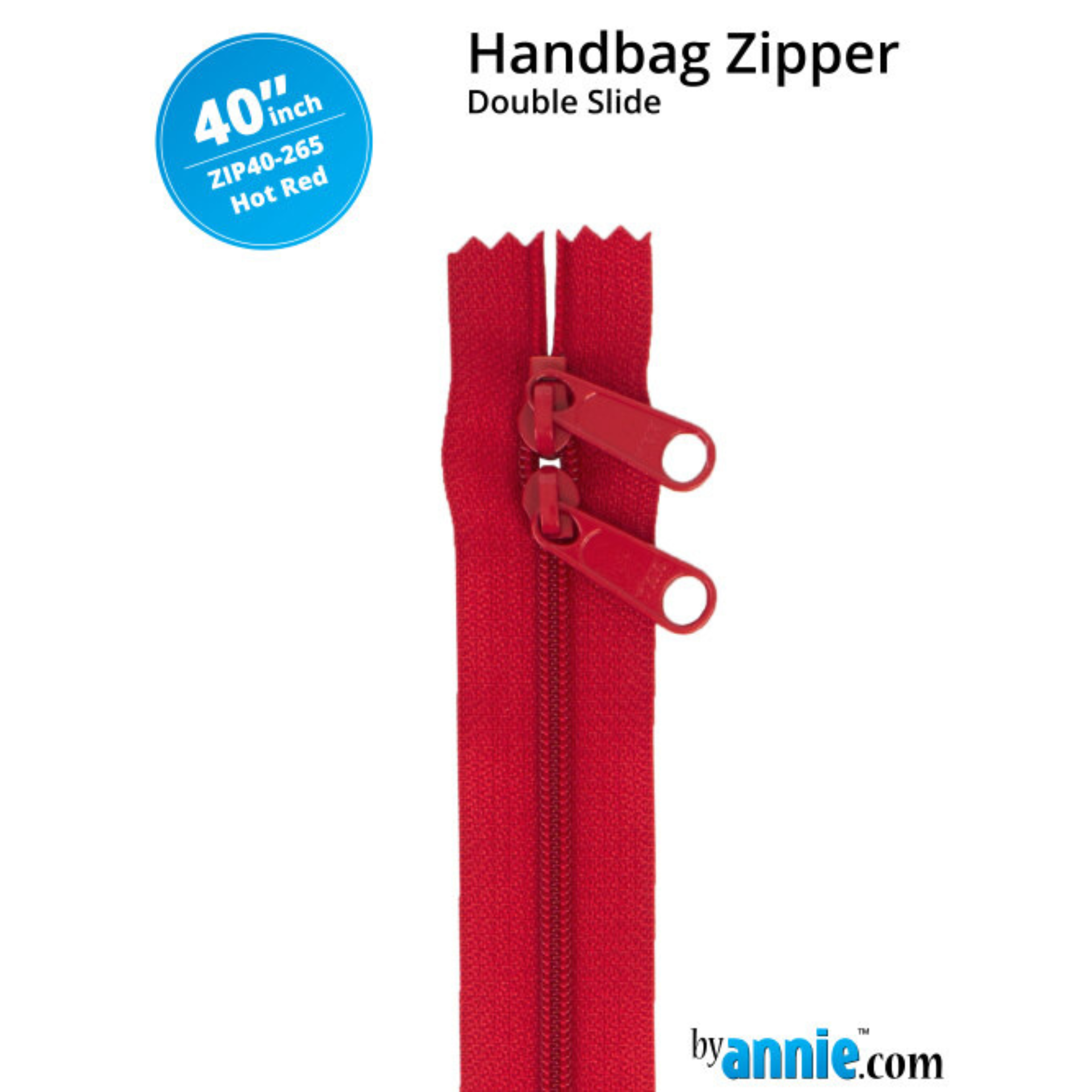 Double Slide Bag Zipper 40in - Hot Red