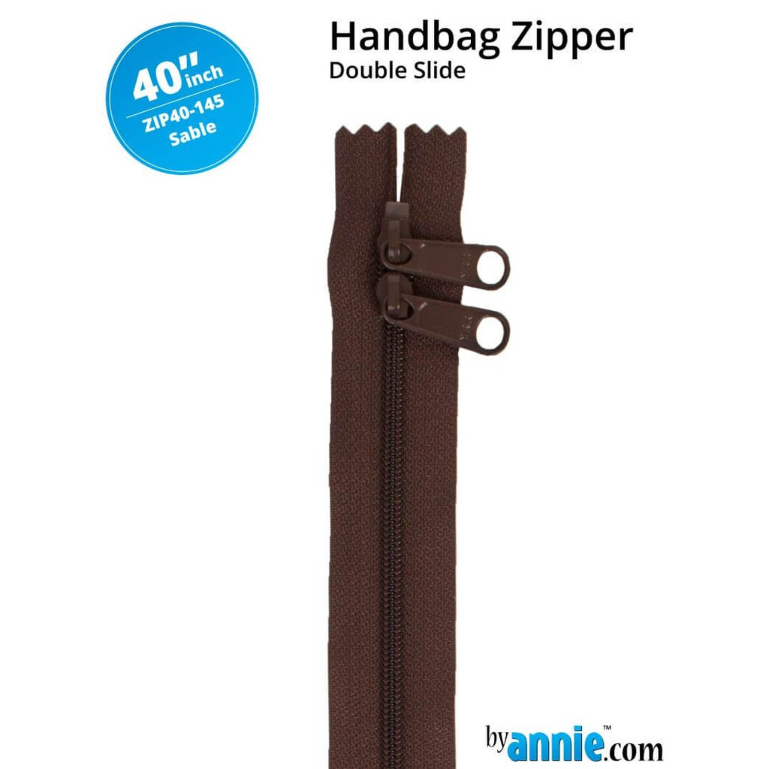 Double Slide Bag Zipper 40in - Sable