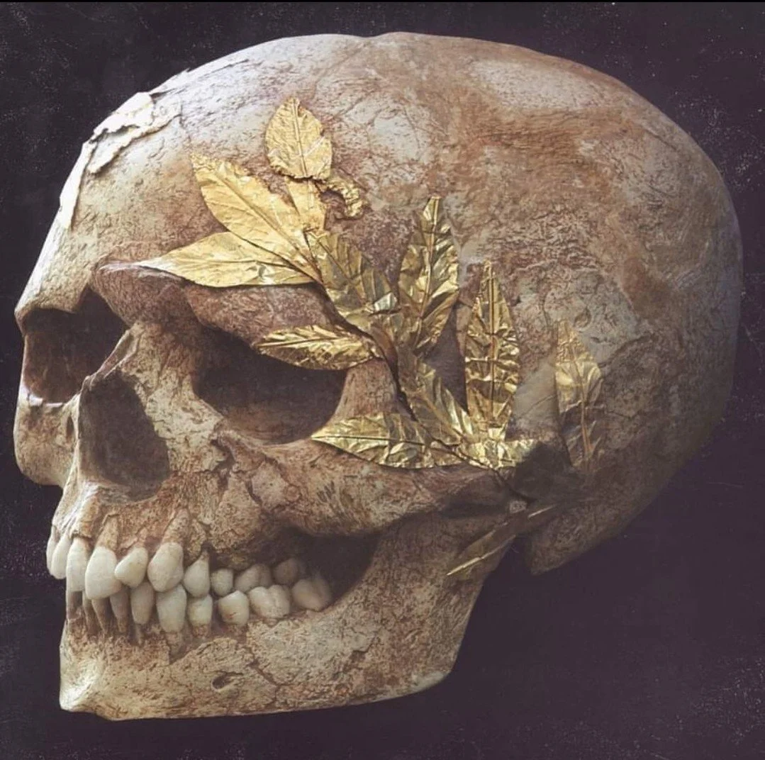 2,500 years later, a gold wreath still adorns the skull of an athlete found in Crete, Greece