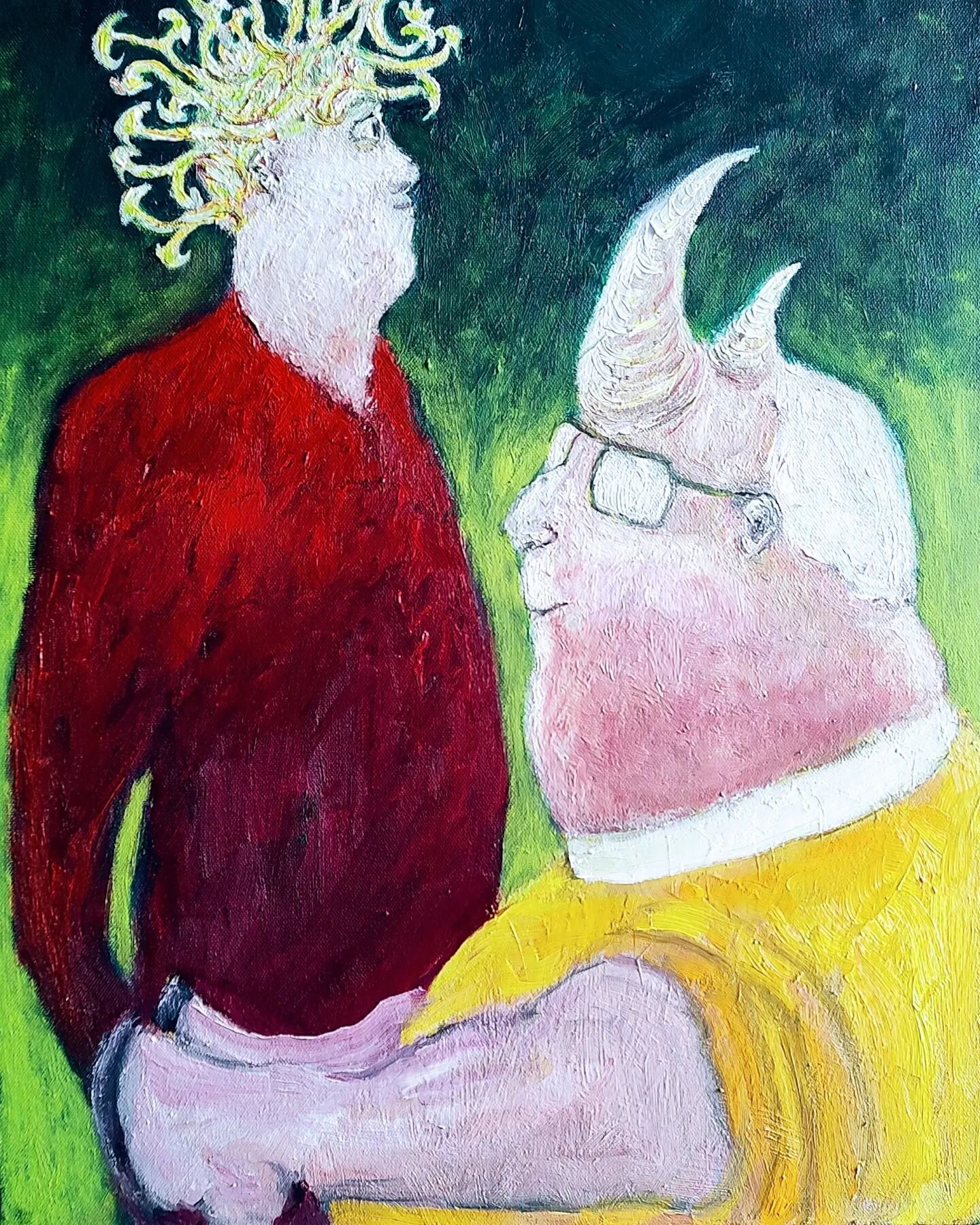&quot;Bless You, My Child&quot; oil on canvas 18&quot; x 24&quot;
#oilpainting #painting #rhinoceros #mushroom #satire #humor #artgram #modernart #cartoon #artcollector #religion