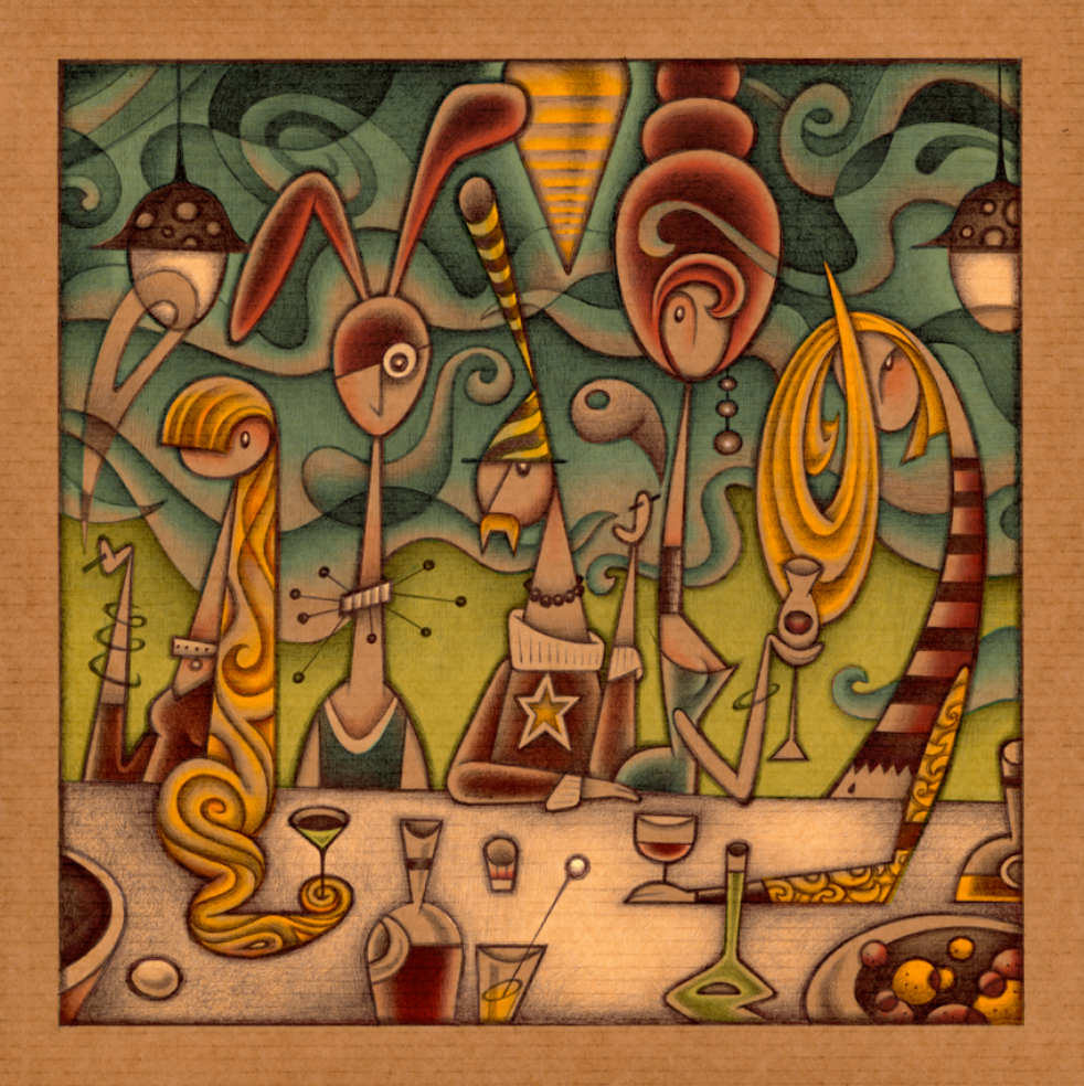 Smoke & Chartreuse (ballpoint pen, digital color)