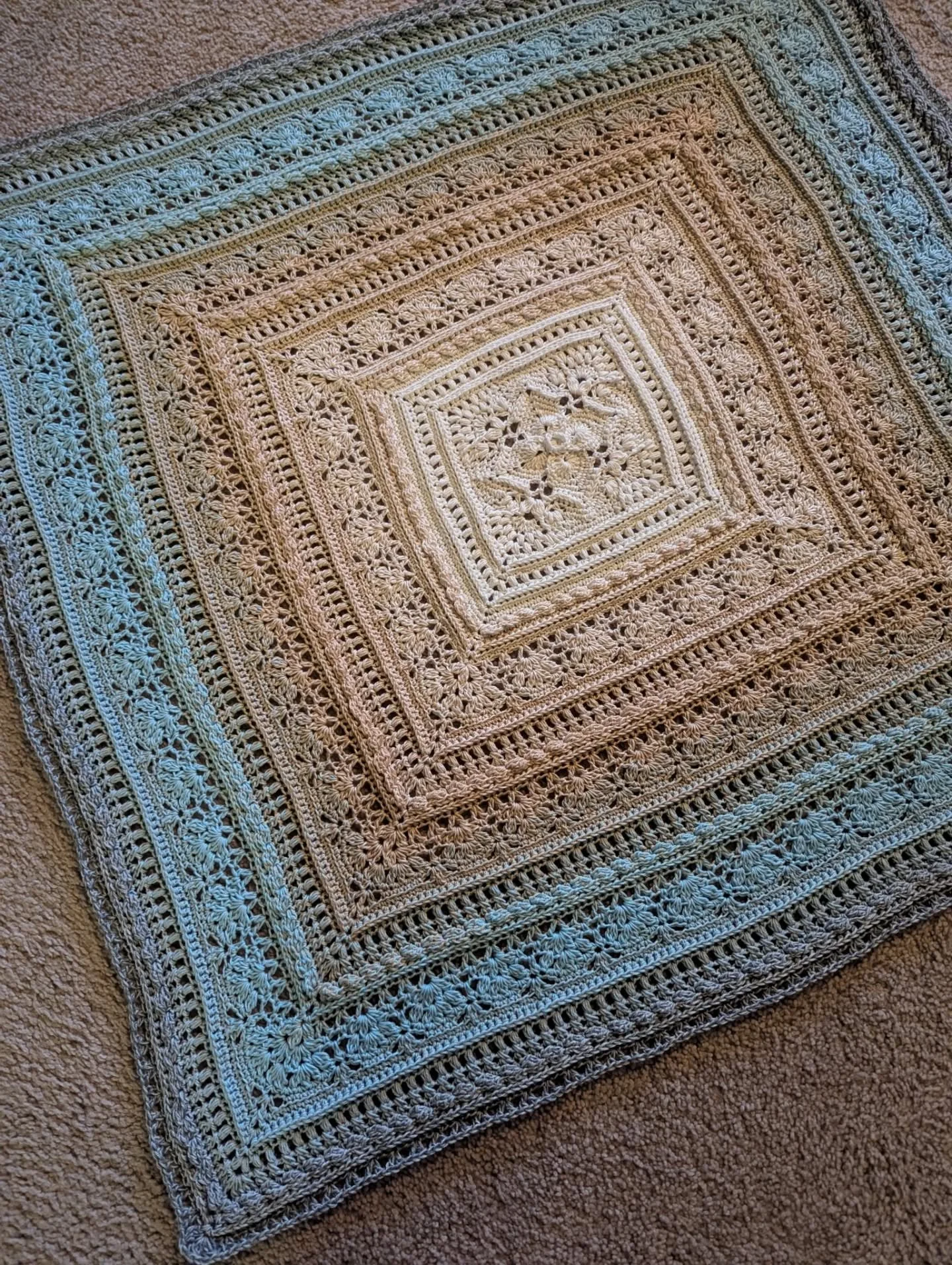 38&quot;, almost there.  Getting the gray added.  The center is actually a lot whiter than is shown. 
Available when completed.
#faysquare #fairytales