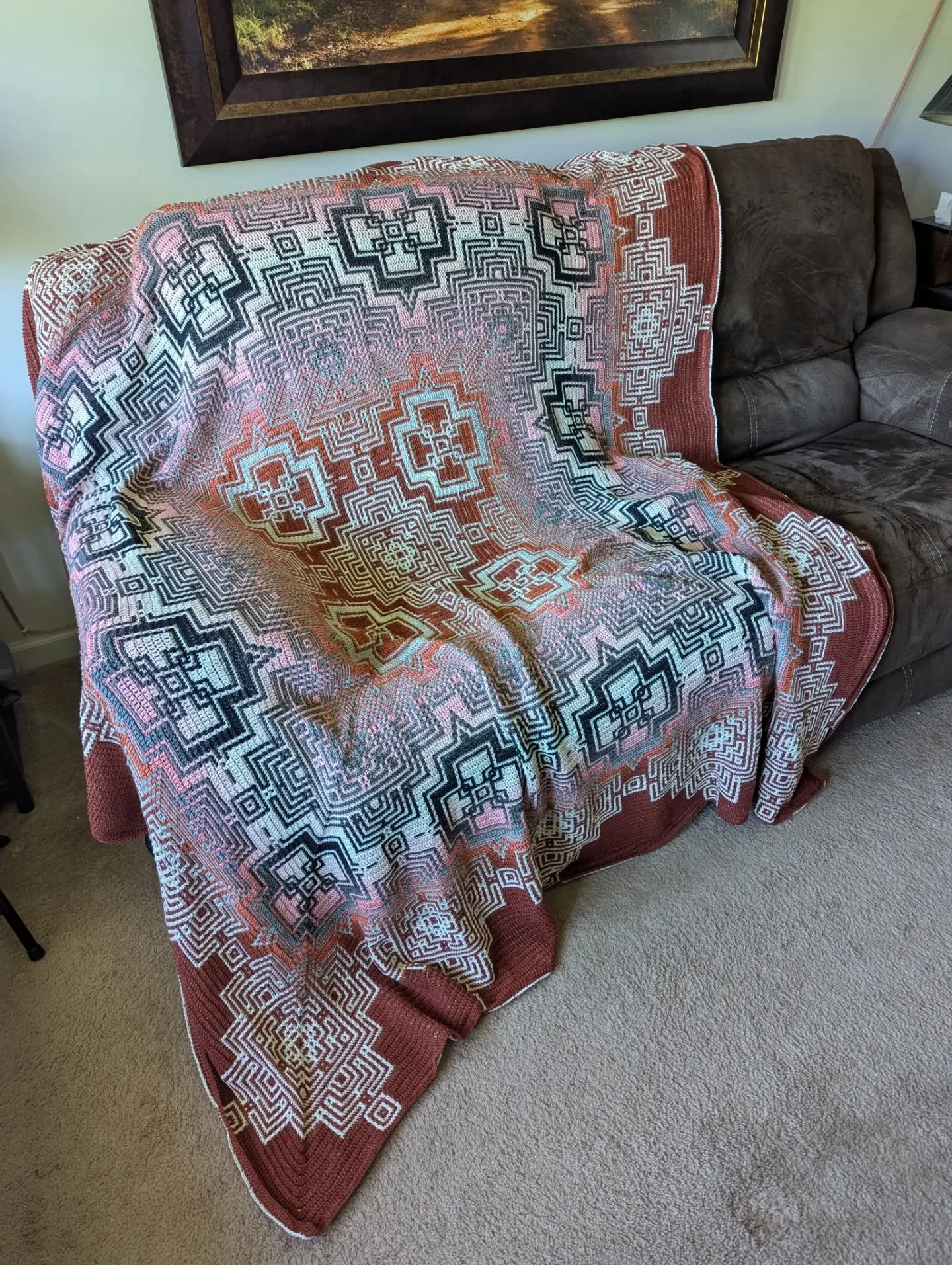 Over 80"
#kaleidoscope #mosaic by @silverhookcrochet ended on row 185
YarnArt Flowers - 2 each of colors 288 and 253
YarnArt Flowers Unicolor 764 and 730 - several of each
3.5 mm hook