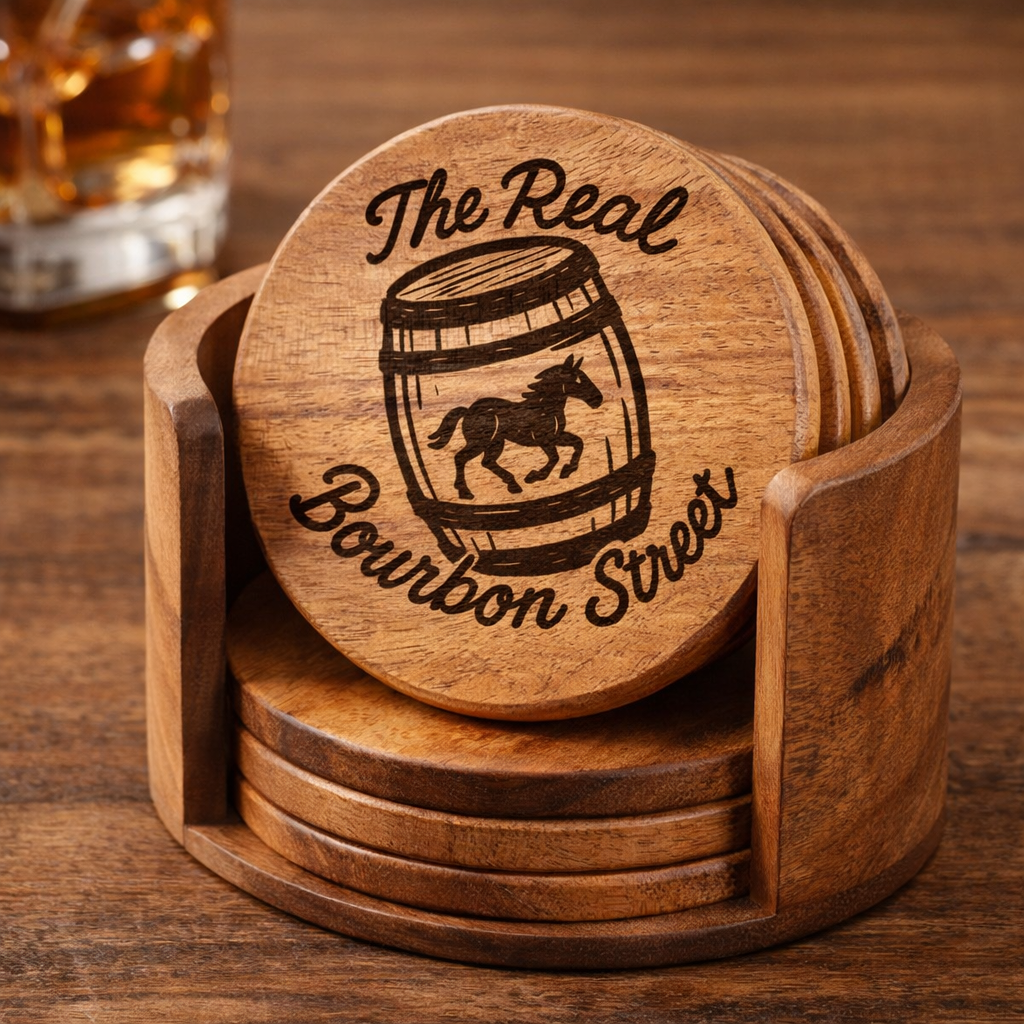 The Real Bourbon Street Wooden Coasters