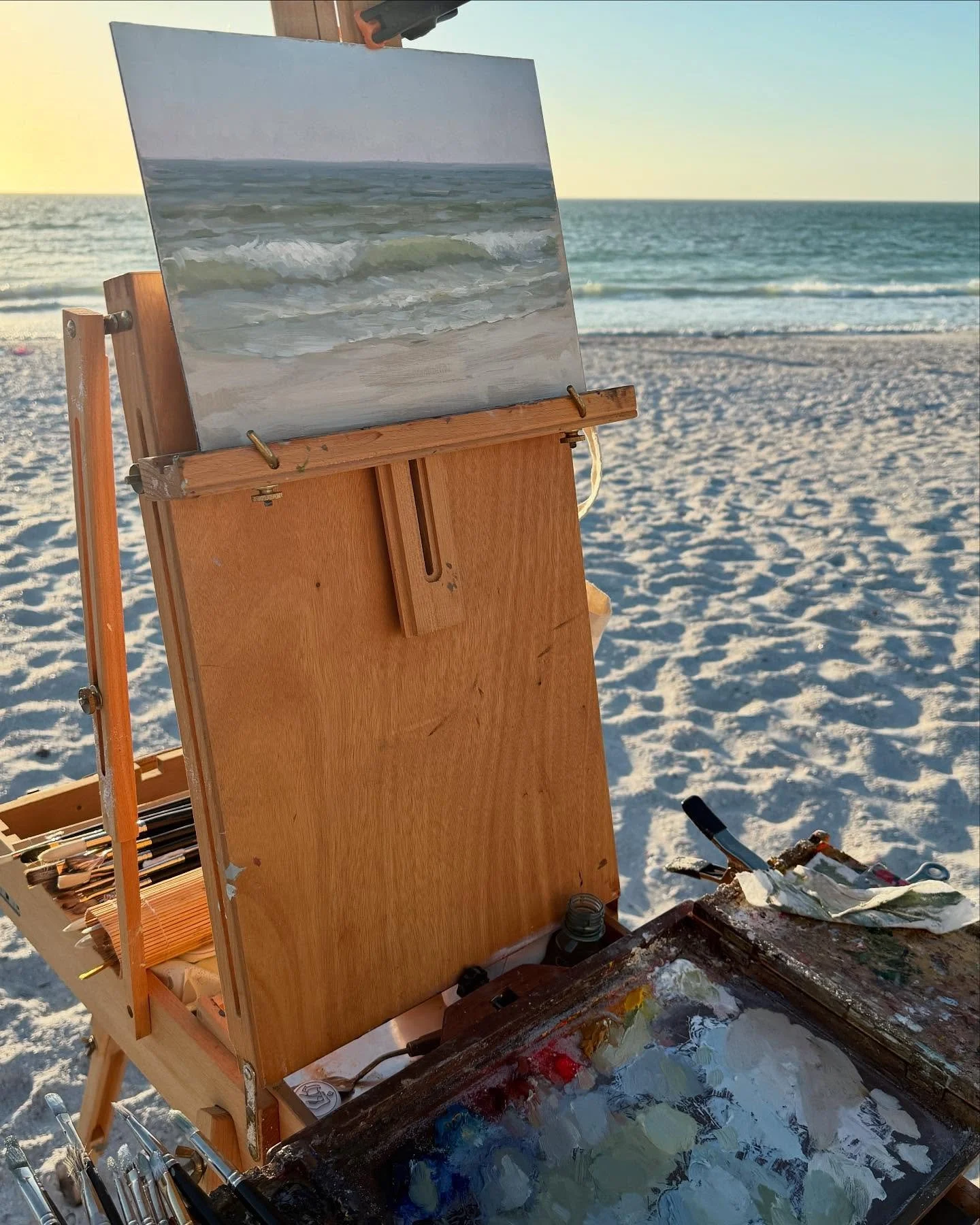 A few beach sketches from last week&rsquo;s trip to my grandma&rsquo;s. Once they are dry and varnished, I&rsquo;ll have them available on my website ericaarcudifineart.com ☀️ Oil on 9x12&rdquo;, 5x7&rdquo;, and 5x7&rdquo; ACM panels. 
.
.
.
#paintin
