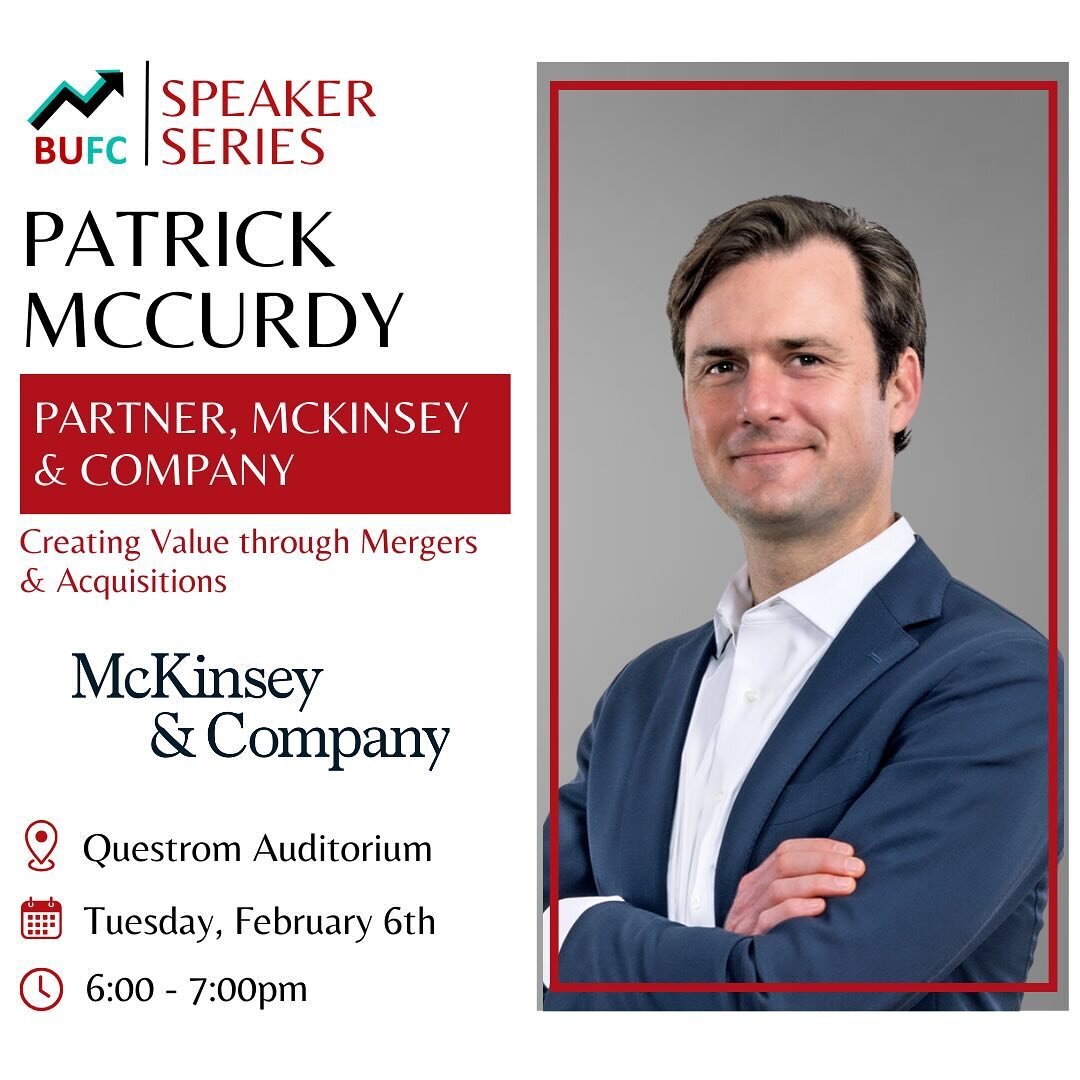Sign up through the link in our bio to attend our Speaker Series hosting Patrick McCurdy on Tuesday, February 6th, at 6:00 pm EST in the Questrom Auditorium
