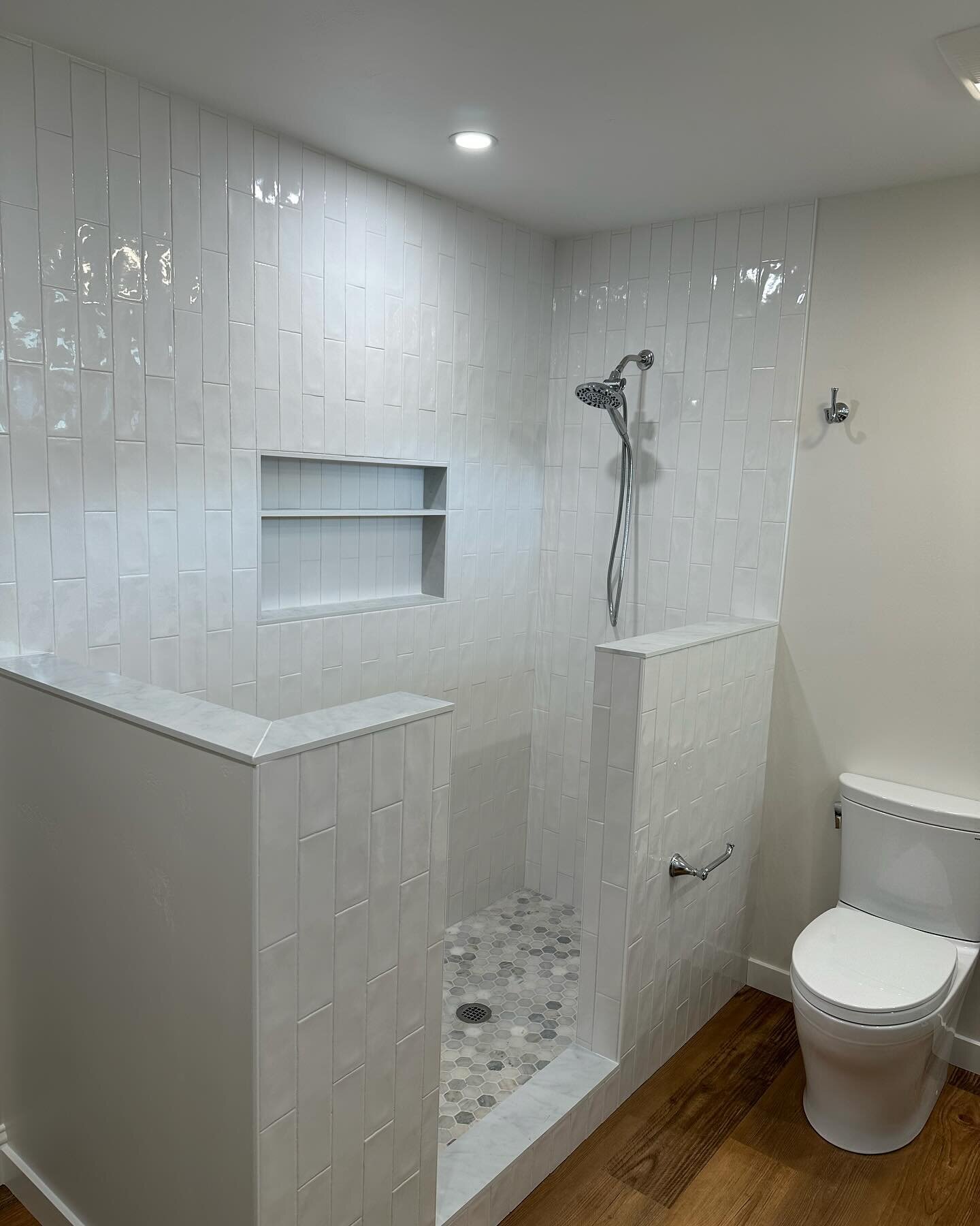 Master bathroom 🛀renovation,  shower door coming soon!!! #m2builder #sonomacounty #remodeling #happycostumers❤️