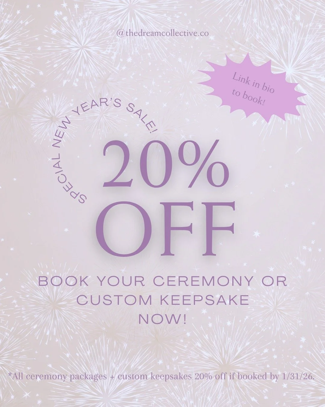 ✨ New year, new memories ✨

To kick off 2026, I&rsquo;m offering 20% off all ceremony bookings and custom keepsakes for a limited time 🤍

Whether you&rsquo;re planning a wedding, elopement or looking to gift something fun and personal, this is the p