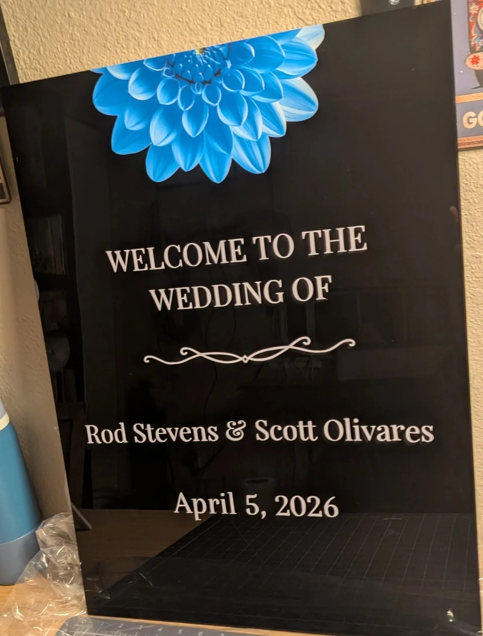 Custom Wedding Welcome Sign - Vinyl on Black Acrylic