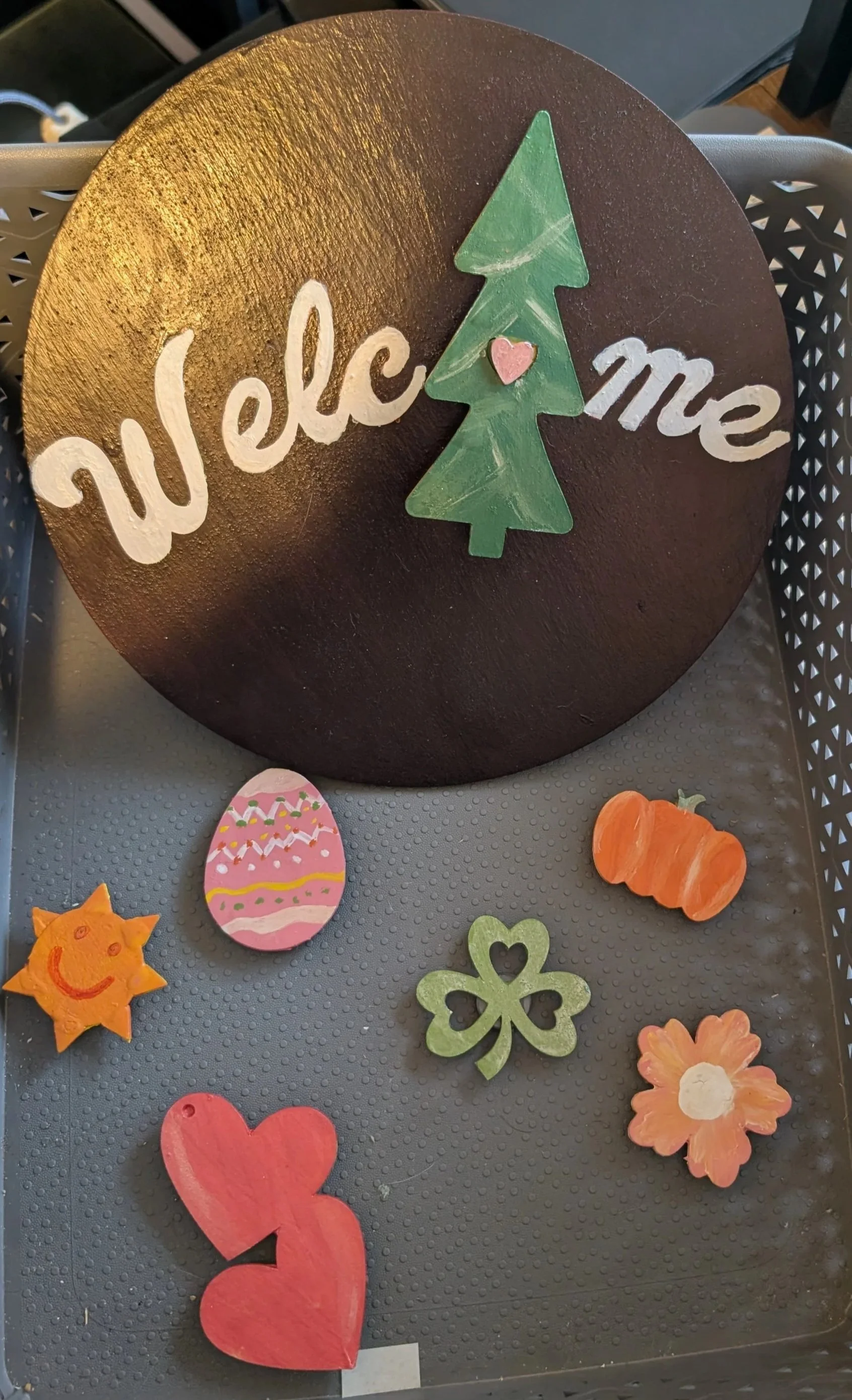Stencil Wood Sign with Interchangeable Wood Cutouts