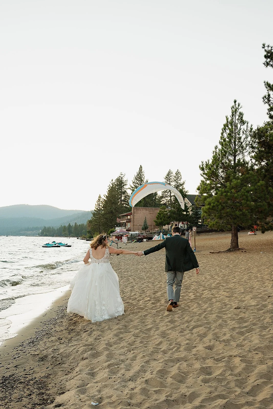 Sabrina & Aaron on the beach in Tahoe