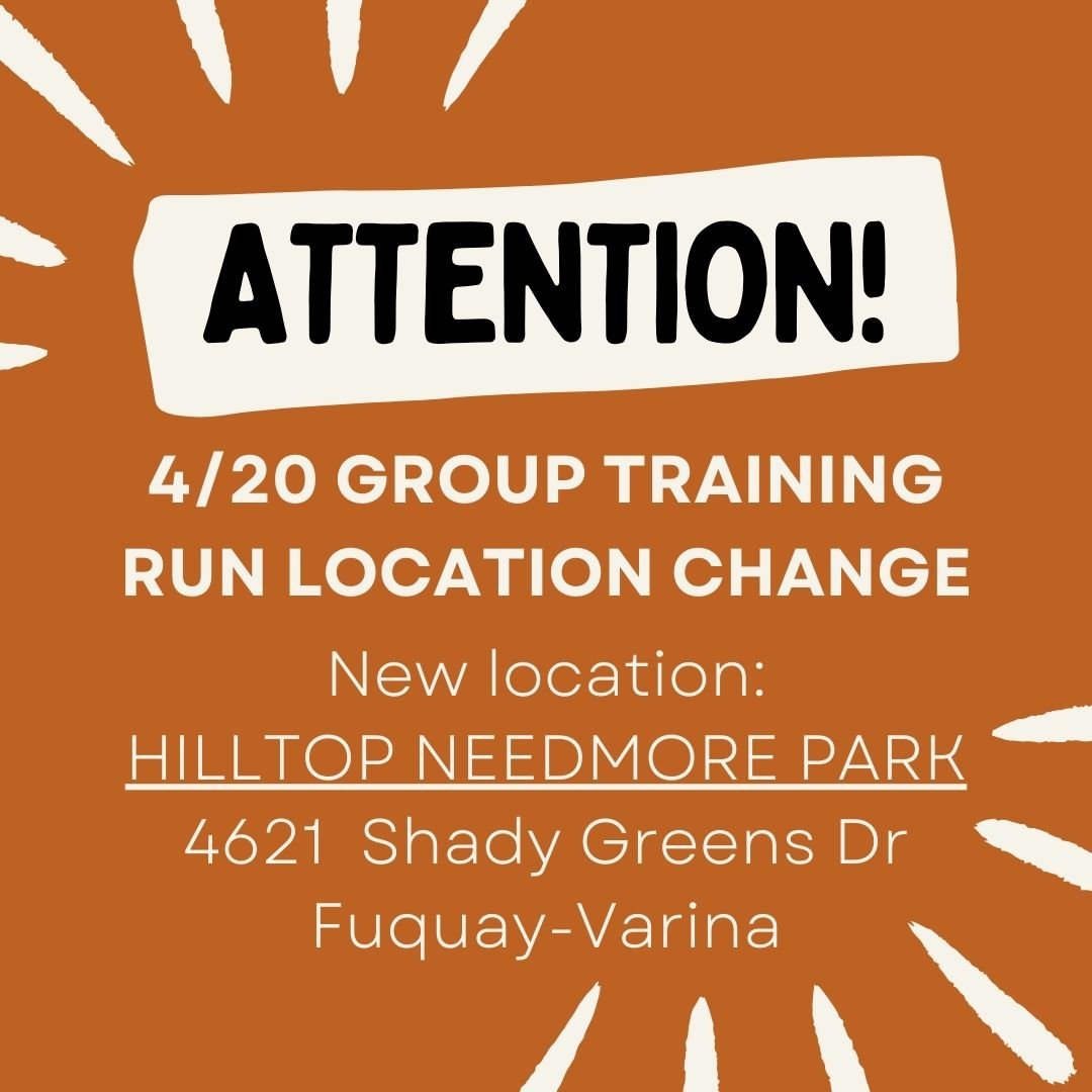 ATTENTION: Due to the Holly Springs &quot;NC Spring Classic&quot; this Saturday, we've decided to relocate our Saturday group run to avoid road closures and other potential hurdles that morning.

The new location for our run will be Hilltop Needmore 